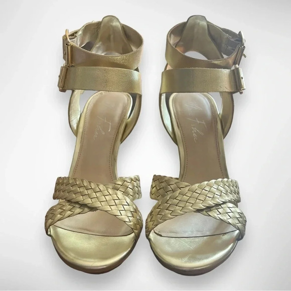 MARC FISHER Cari Gold Leather Open Toe High Heel Sandals Size 7 | EUC - Picture 8 of 10